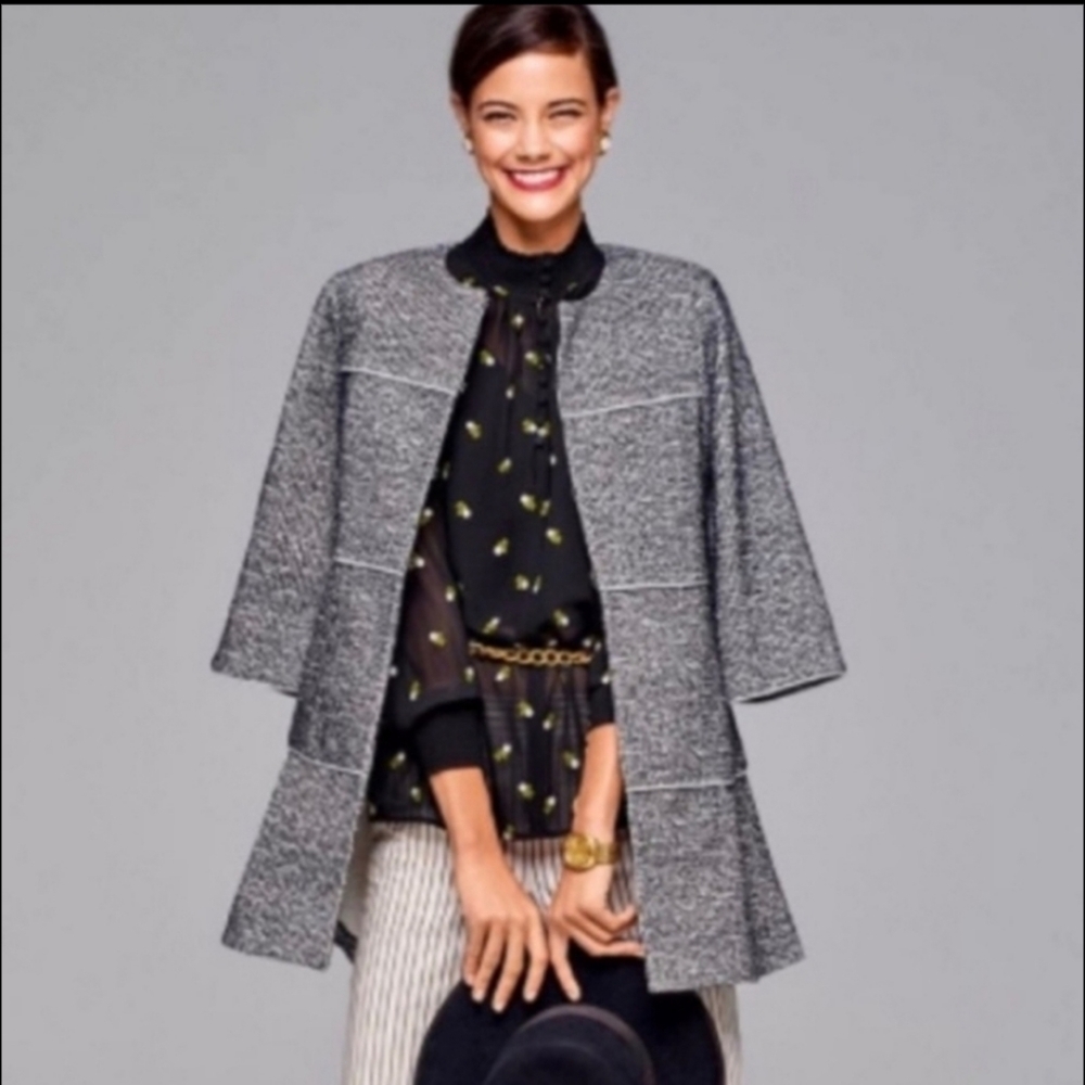 Cabi Gray Tweed Jacket The Times Long Blazer Style 5299
